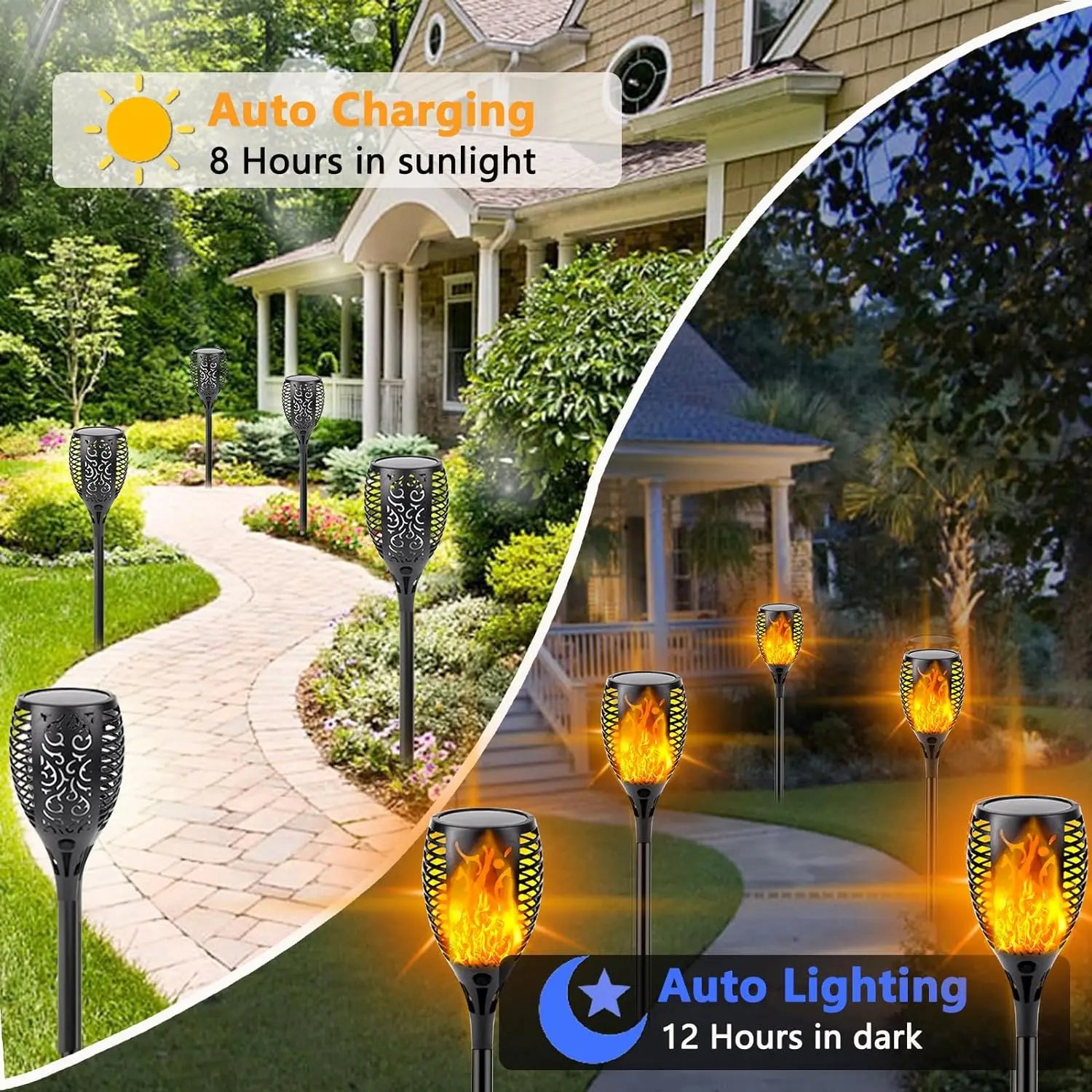 96 LED Outdoor Solar Torch Lights Waterproof Garden Patio Flickering Dancing Flame Lamp Lawn Lighting