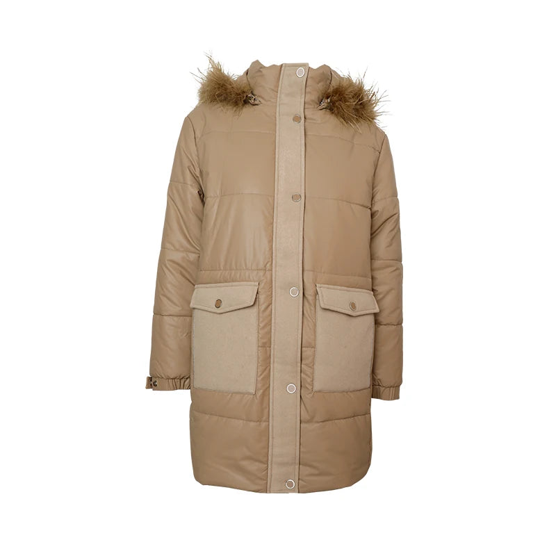 K1050W Women's Luxury Winter Coat High-Quality Long Thick Hooded Jacket for Ladies