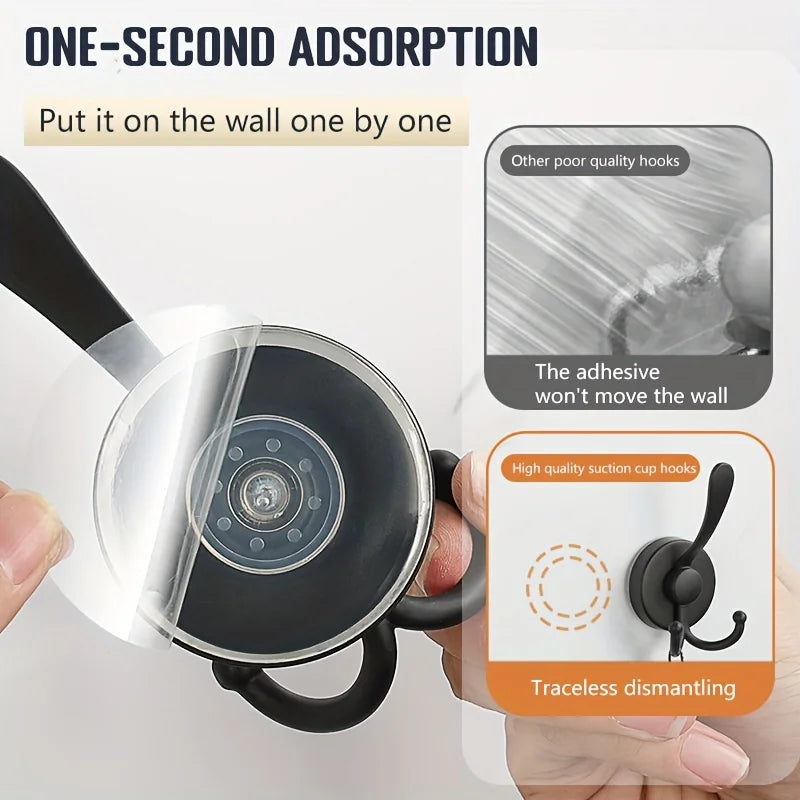 No-Drill Hooks Stainless Steel Waterproof Suction Cup Hooks Wall Mounted Coat Hooks Hook for Bathroom Kitchen Utility Hooks