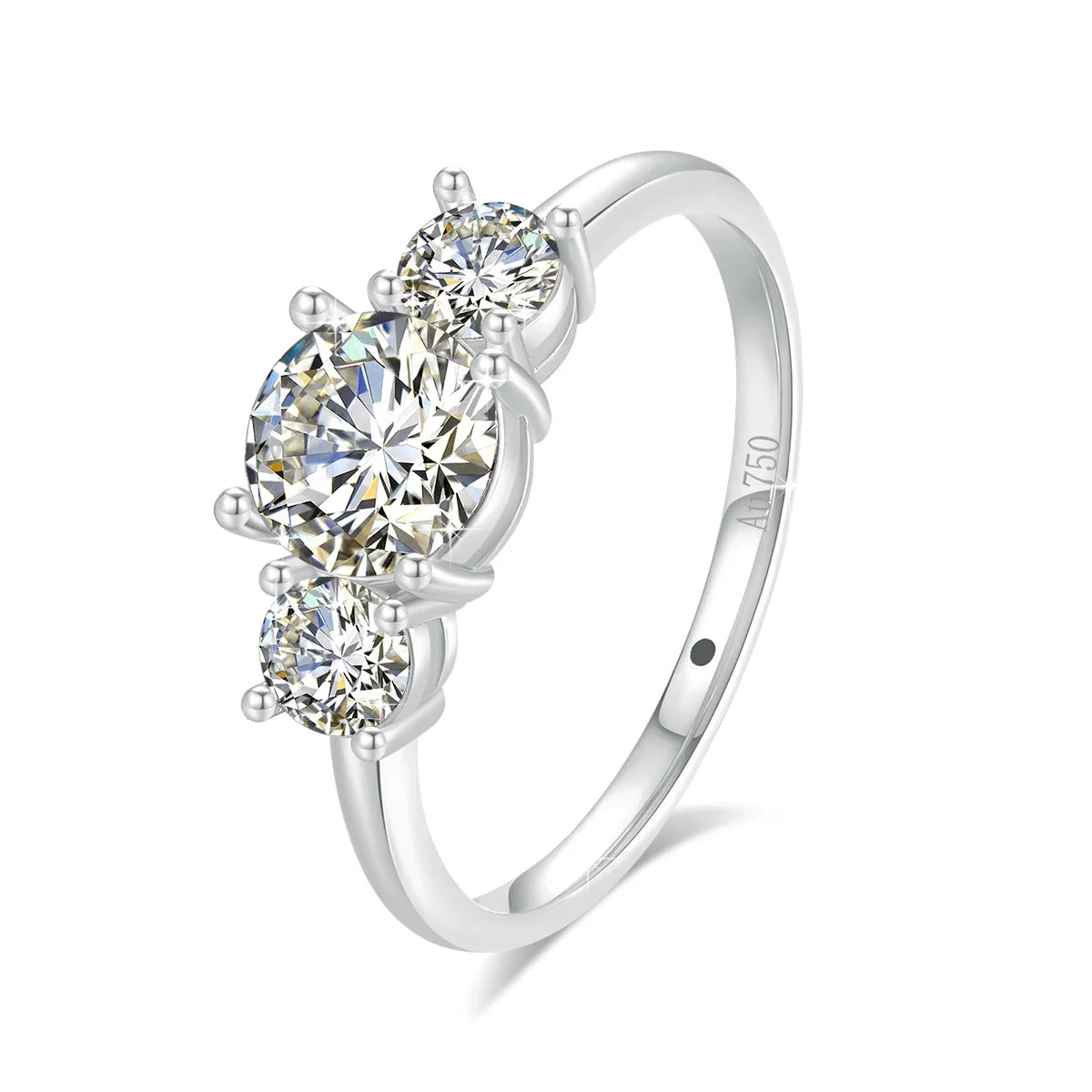 With Certificate 18k Gold Ring Moissanite For Women 3 Stone 100% Real Initial Luxury K Gold Jewelry Engagement Gift Wholesale