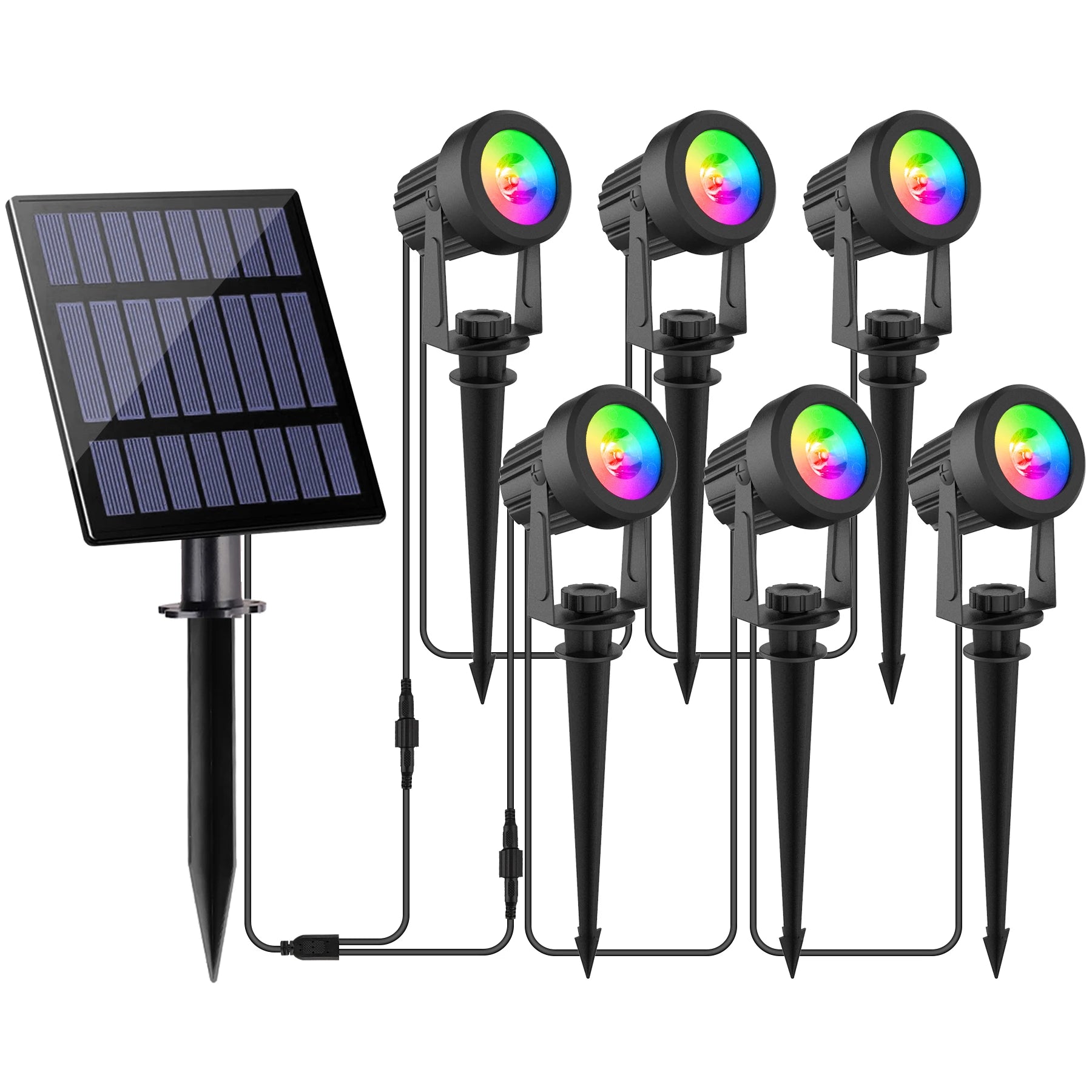1/2/4/6 Lights RGB Solar Spotlight IP65 Waterproof Solar Light Outdoor Garden Light For Christmas Halloween Party Decor