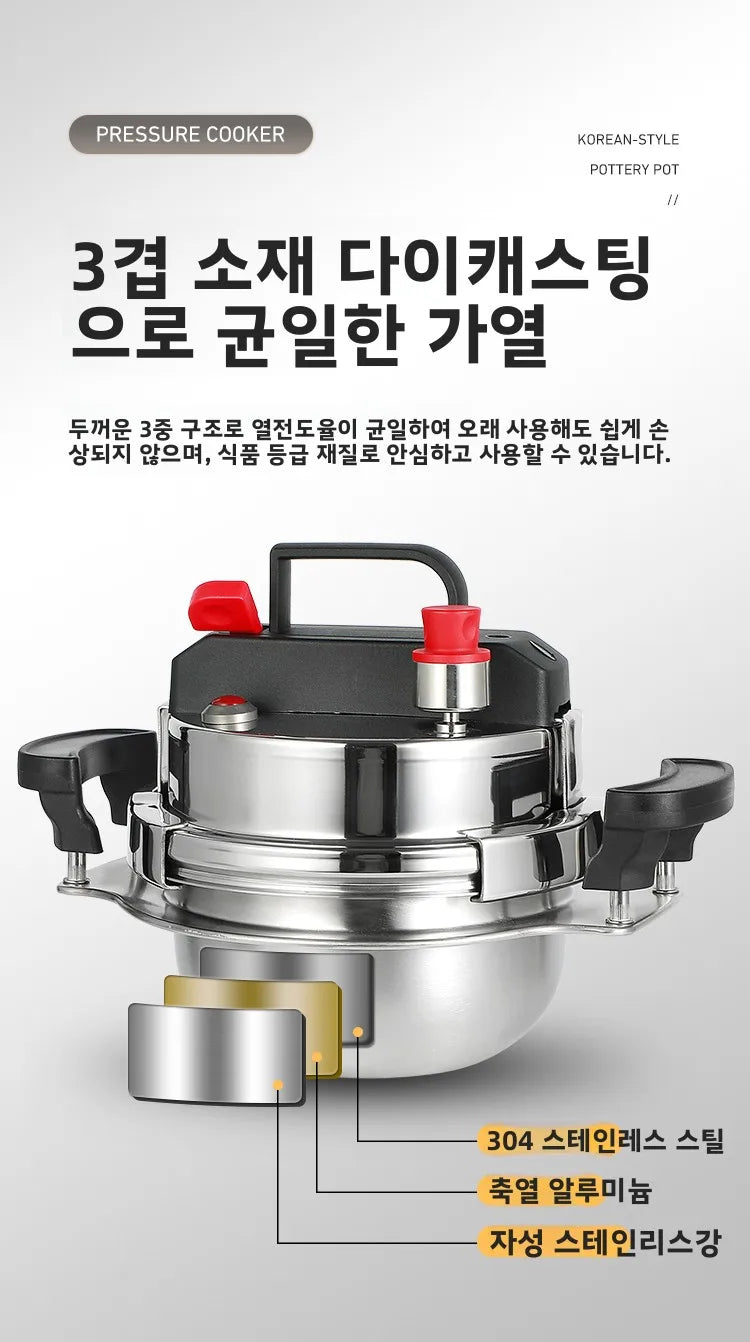 304 Stainless Steel Pressure Cooker, Includes Wooden Stand, Compatible with Gas Stoves, Suitable for Cooking Rice and Boiling Meat.