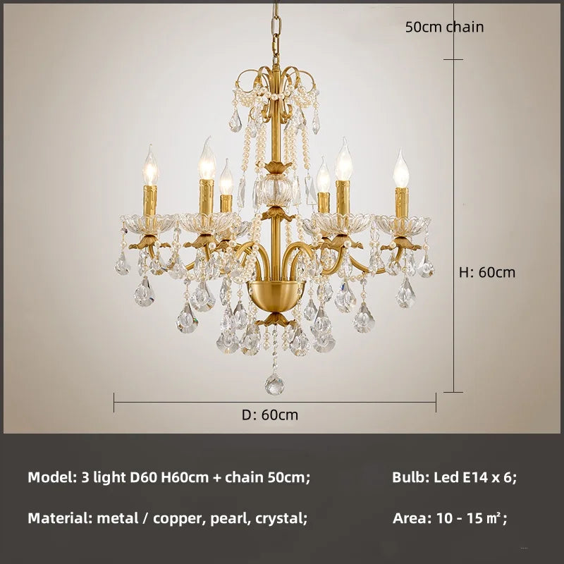 French Luxury Candle Chandelier Foyer Lustre K9 Crystal Pendant Lights French Candle Droplight Home Decor Led Lamparas Lamp