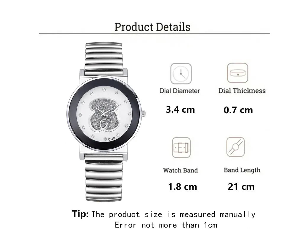 Women’s Bear Diamond Quartz Watch – Stainless Steel