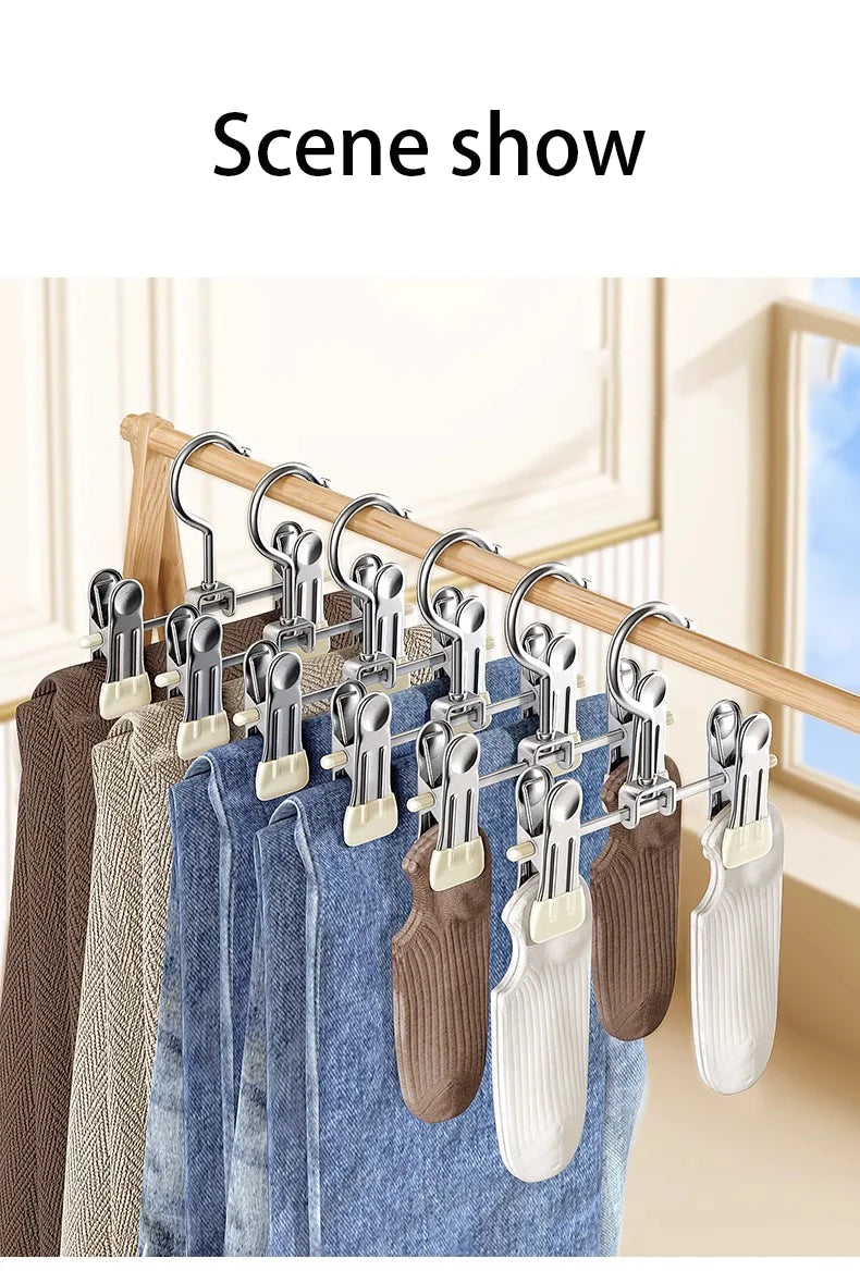 Stainless Steel Multi-Functional Clothes Hanger Clips – Wardrobe Organizer