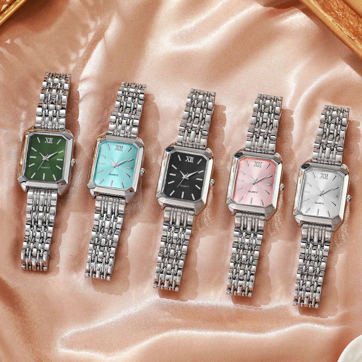 4/5/8/9PCS Fashion Rectangle Women Watches Set Luxury Analog Quartz Wristwatch For Ladies Clock Reloj Mujer（Without Box）
