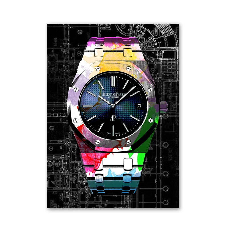 Abstract Luxury Watch Poster Printing, Fashion Watch Canvas Wall Art For Living Room, Office and Home Decoration