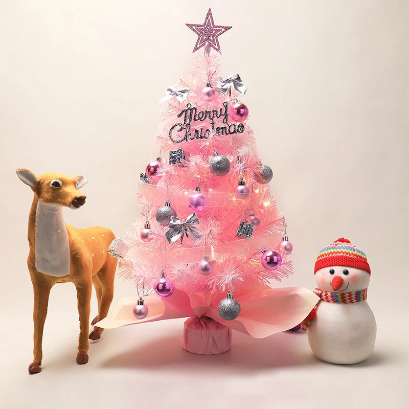 Desktop Mini Christmas Tree Pink Christmas Tree Desktop Ornament Holiday Decorations with Lights Christmas Tree 60cm/45cm