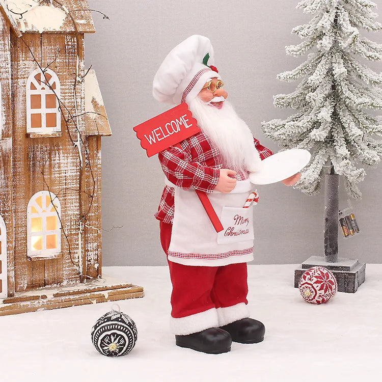 12 inch Christmas Standing Chef Santa Claus Merry Christmas Decoartions For Home Xmas Ornaments Navidad Party Supplies Noel 2023
