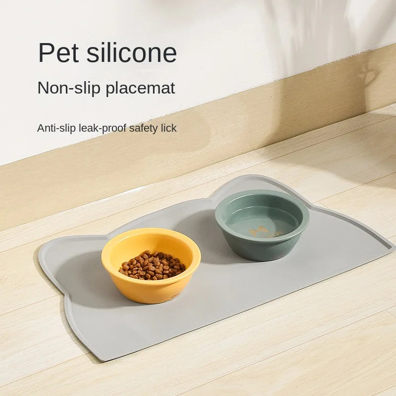 Pet Silicone Food Mats Portable Waterproof Leak-Proof Non-Slip Feeding Mats Bowl Pads Cushion For Cats Dogs Pet Items cute
