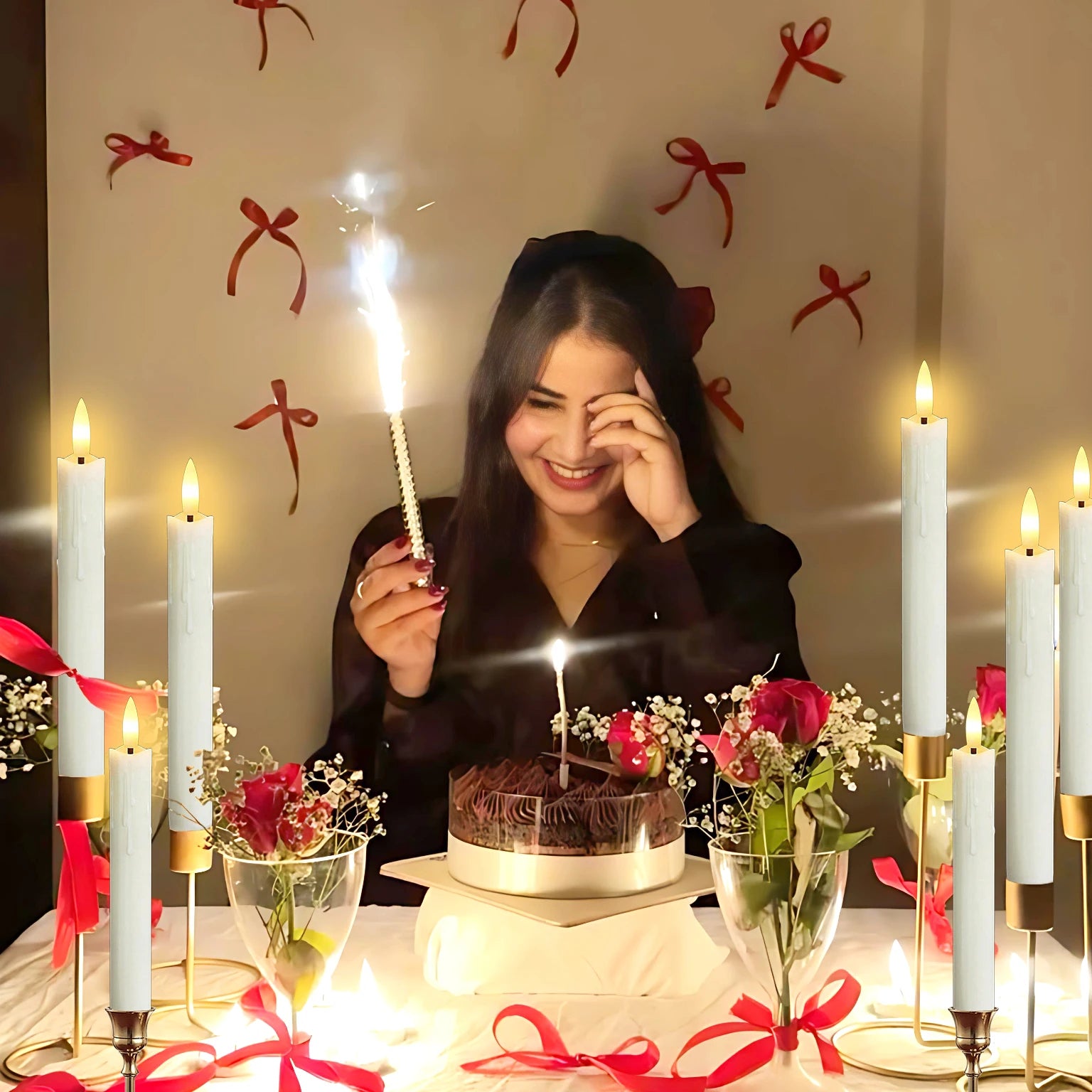 12-300 pcs Flameless Taper Candles LED Candles 7.5in Battery Operated for Wedding Decoration Candle for Holiday/Church/Christmas