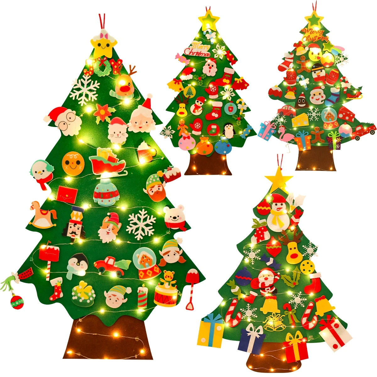 Christmas DIY Felt Tree With Light Merry Christmas Decoration For Home 2023 Cristmas Ornament Xmas Gifts Navidad New Year Tree