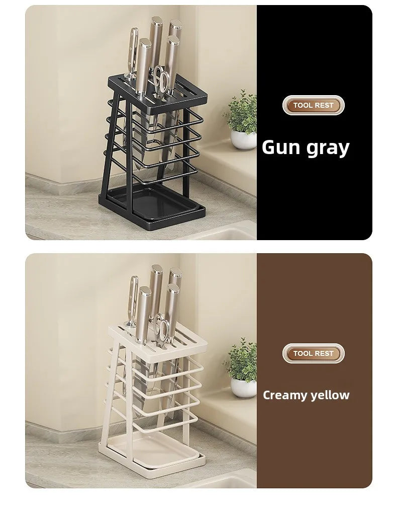 Kitchen knife rack storage rack countertop drainage all-in-one knife storage rack kitchen knife rack for home knife holder