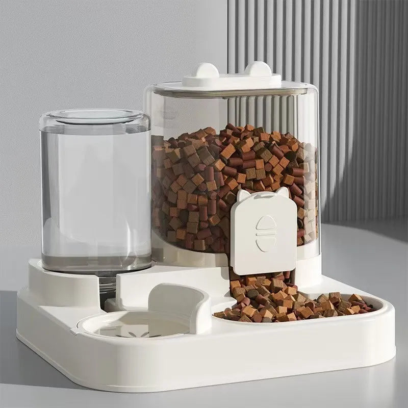 Cat feeder, dog and cat basin, equipped with water dispenser bowl, automatic recycling utensil, universal pet products