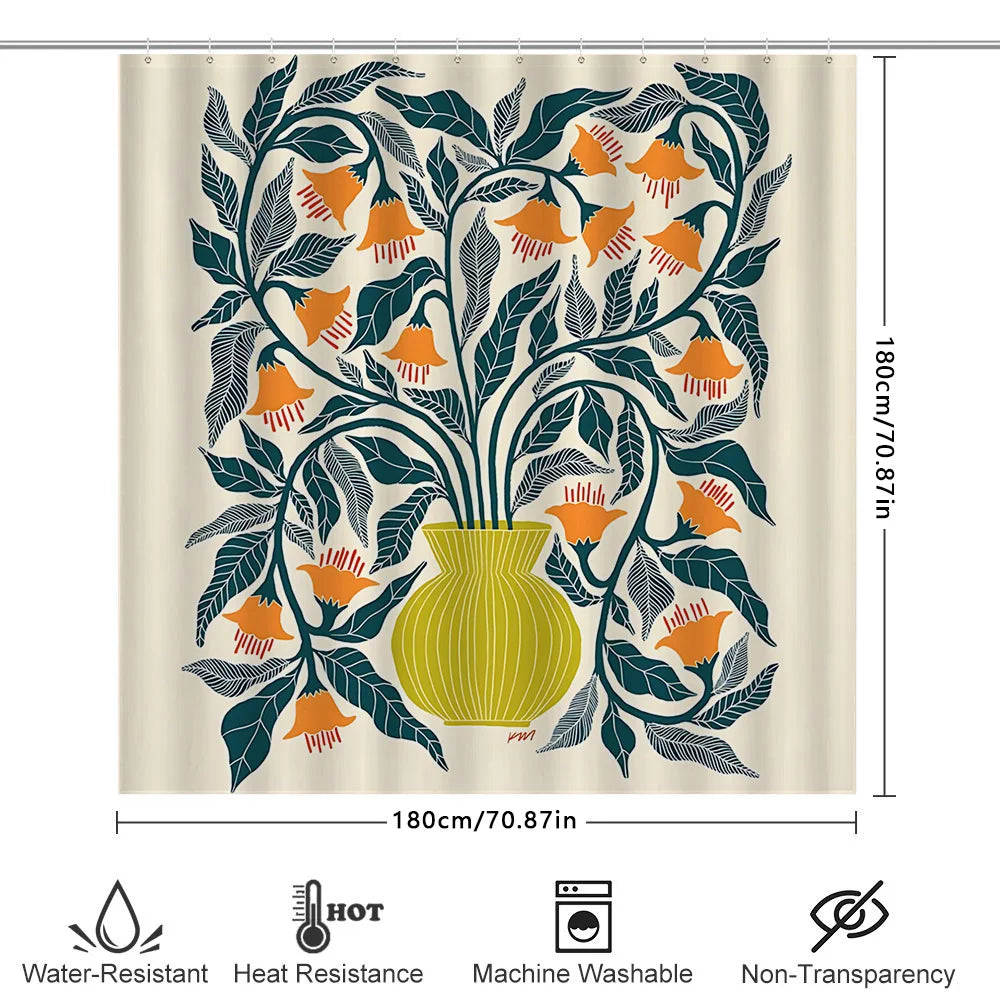 Elegant Floral Bouquet Shower Curtain for a Touch of Nature  Bathroom  Eco-Friendly Fabric   Non-Toxic   Spring Home Decor