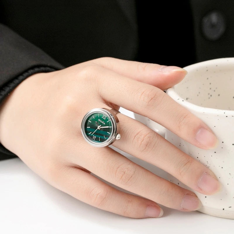 Small Green Watch Rings Waterproof Adjustablemen Women Light Luxury High-end Fashion Ring Charm Jewelry Birthday Gift