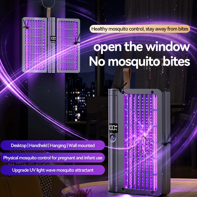Electric Shock Mosquito Swatter Foldable Zapper Anti Mosquito Lamp Repellent Killer Rechargeable Portable Indoor Outdoor Use