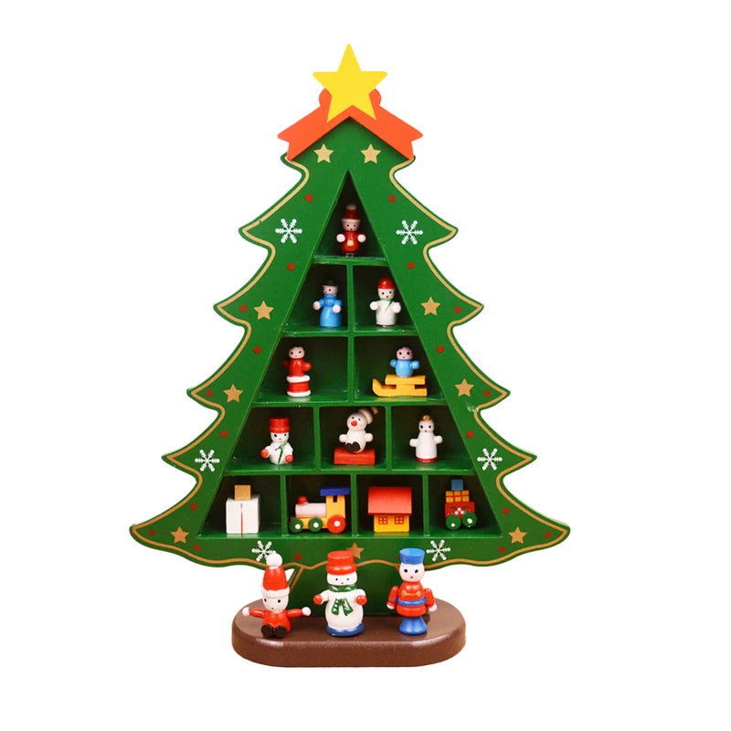 Christmas Decorations DIY Wooden Xmas Tree Table Desktop Ornaments Wood 3D Christmas Tree Craft For Navidad New Year Kids Gifts