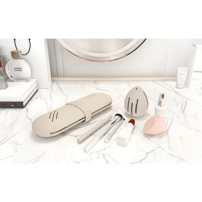 2pcs Cosmetic sponge holder, beauty mixer holder, travel cosmetic sponge storage box, silicone shatterproof cosmetic sponge box.