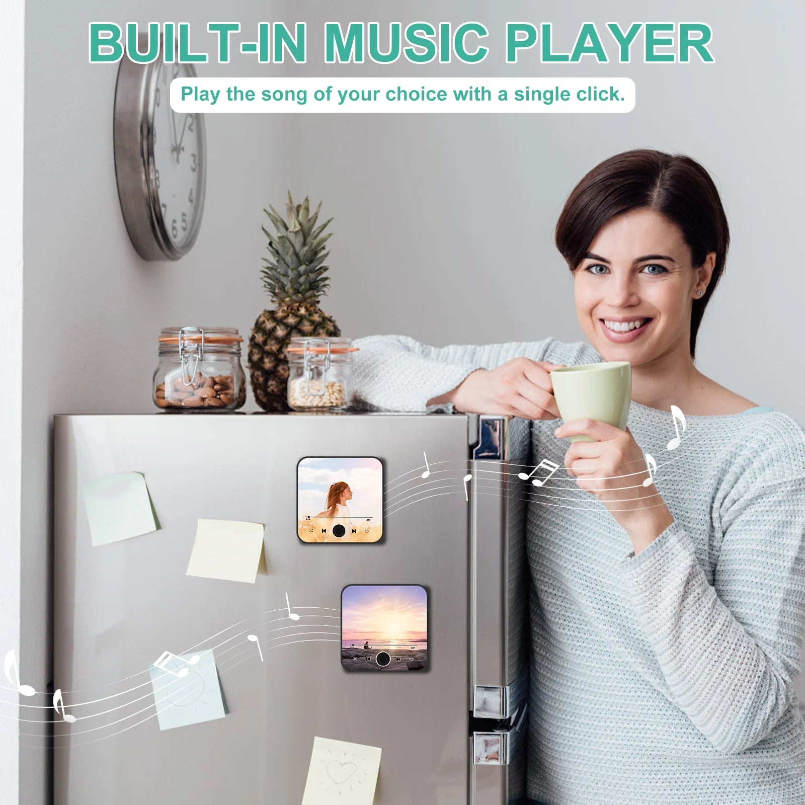 Personalized Music Player Fridge Magnet DIY Photo Album Fridge Stickers Plaque Magnet Player for Home Decoration Christmas Gifts