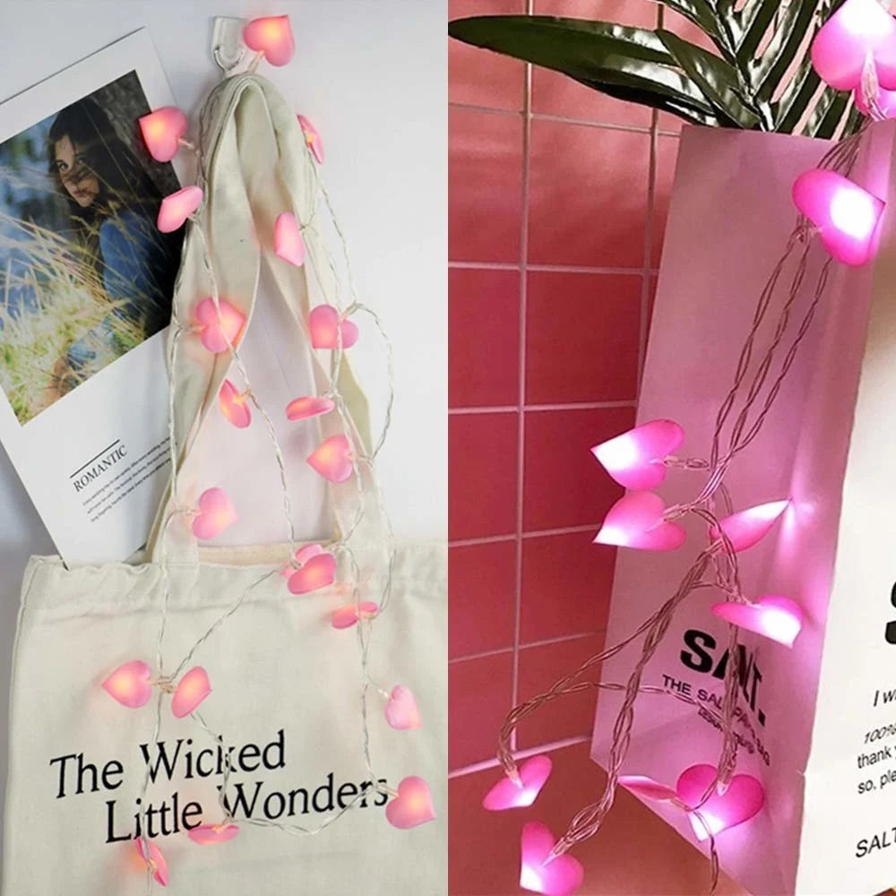 LED Heart Shape String Lights 1.5M 3M Indoor Fairy Lights Christmas Decoration Garland For Valentines Day Living Room Decoration