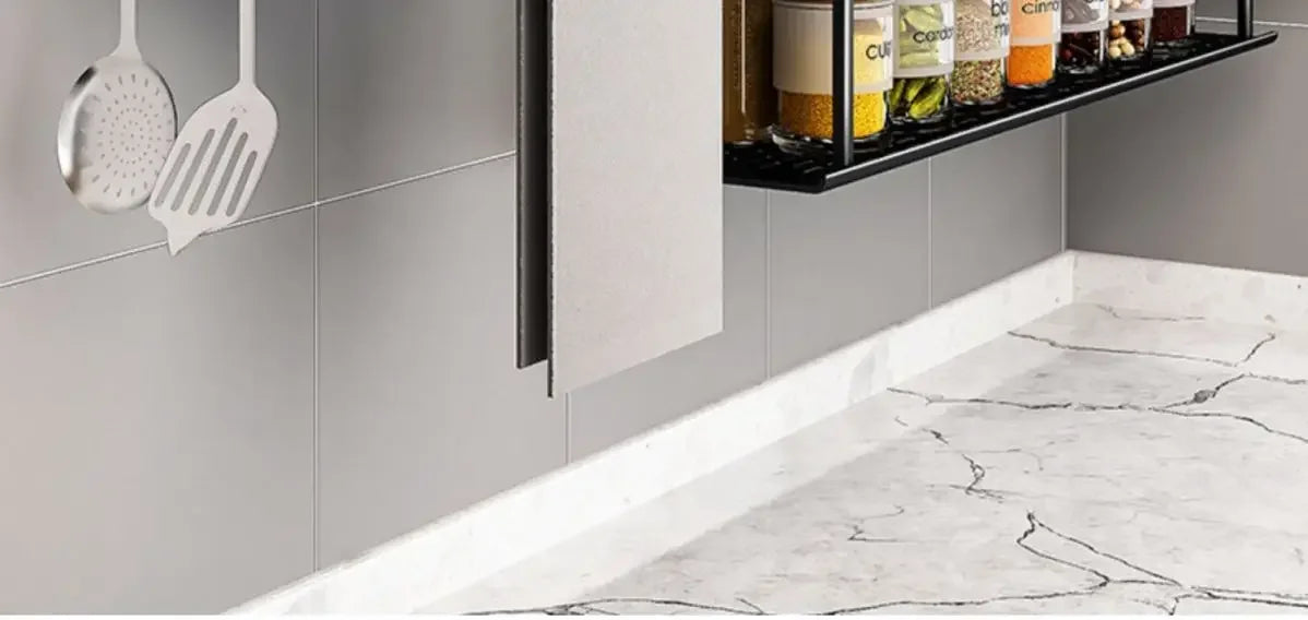 Stainless Steel Kitchen Wall Rack with Hooks & Shelf