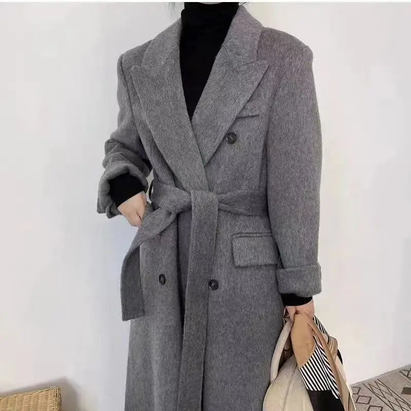 Fashion Double-Sided Wool Coat, Women's Autumn And Winter New Style Suit Collar, High-End Mid Length Jacket