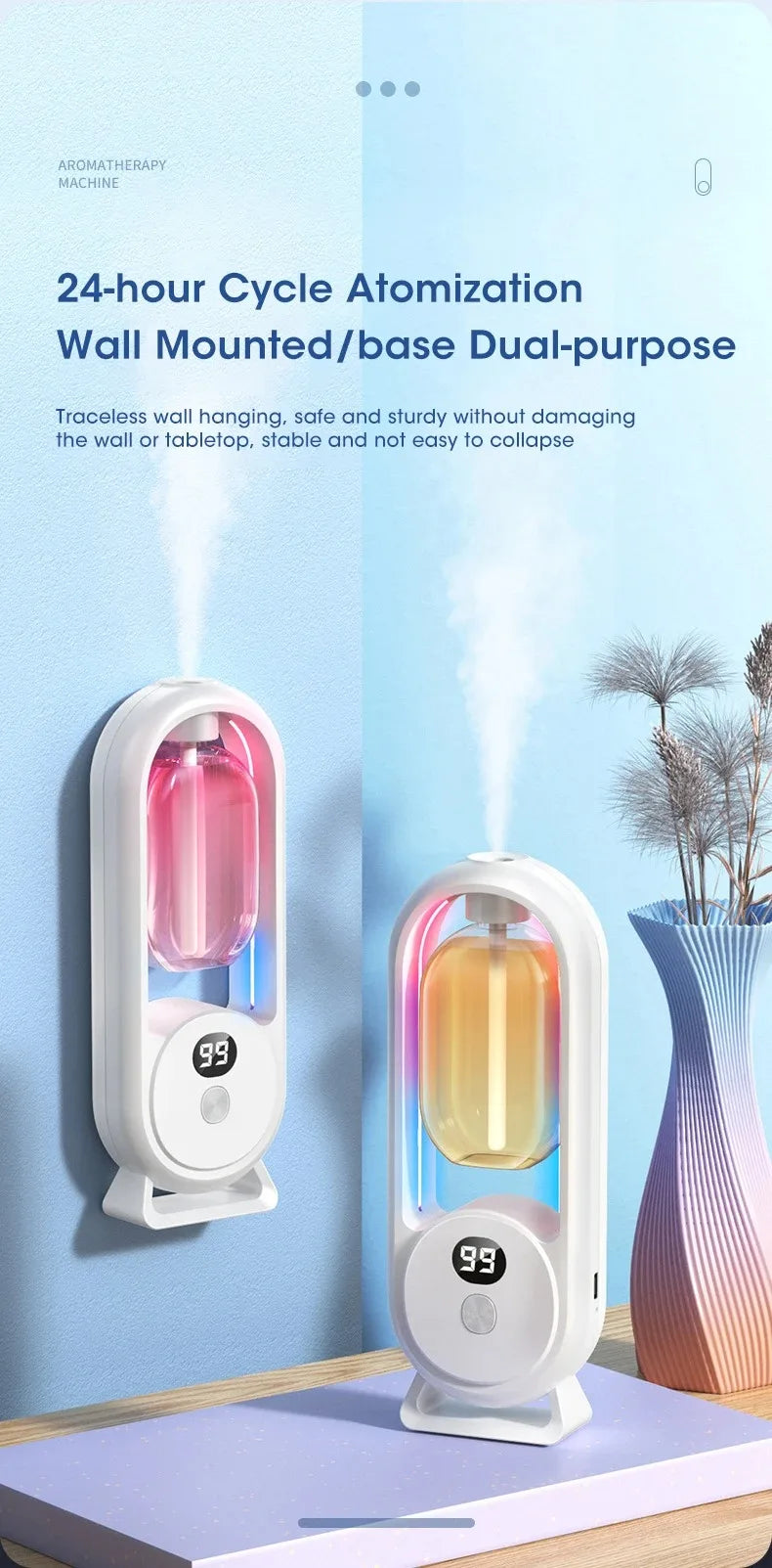 Automatic Nebulizer Essential Oil Diffuser Home Fragrance Machine Kitchen Toilet Deodorizer Perfume Scent Machine
