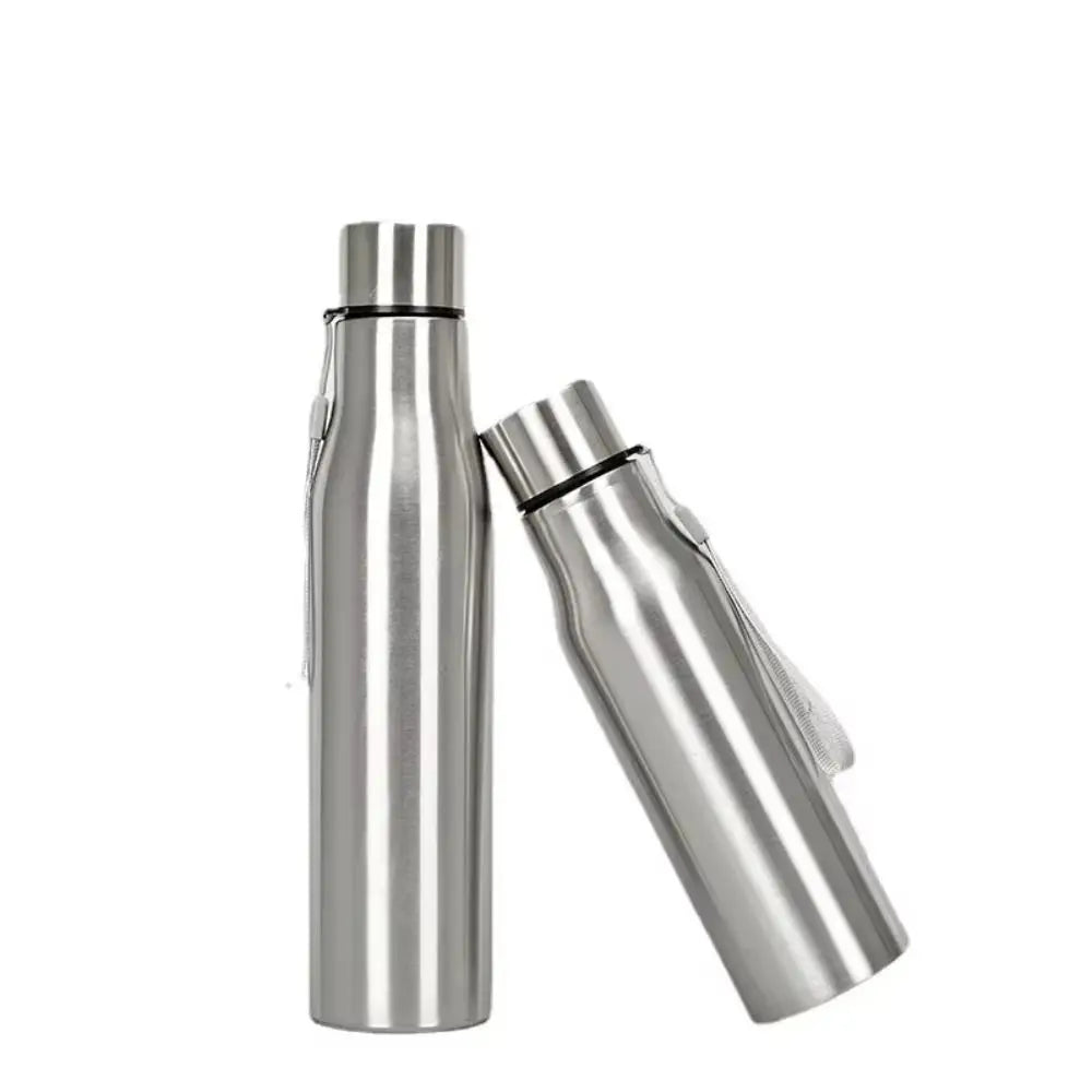 750ml/1000ml Sports Water Bottles Stainless Steel Single-layer Outdoor Drink Bottles Large Capacity with Lift Rope