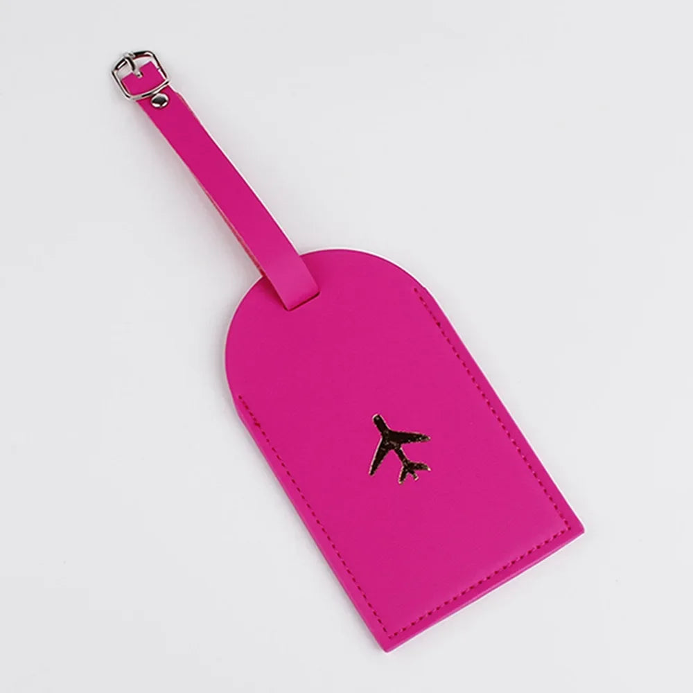 Luggage Tag Suitcase Luggage Label PU Leather Baggage Boarding Bag Tag Portable Travel Accessories Name ID Address Holder