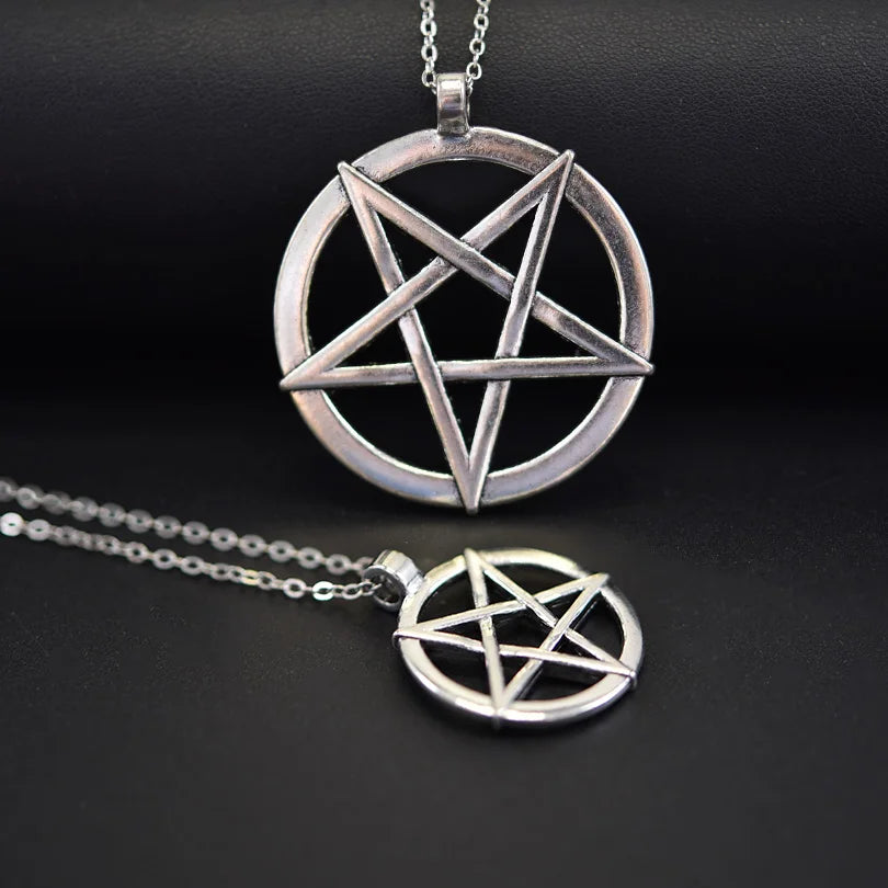 Goth Wicca Witch Pentacle Amulet Pentagram Pendant Women Necklaces Vintage Star Chain Collier For Men Kpop Gift Jewelry Making