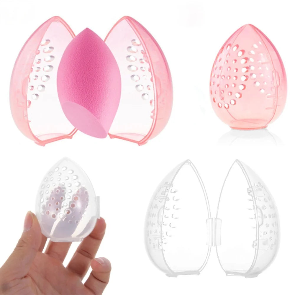 Purple Soft Silicone Cosmetic Blender Sponge Box Holder Beauty Powder Puff Blender Holder Sponge Makeup Egg Drying Case Portable
