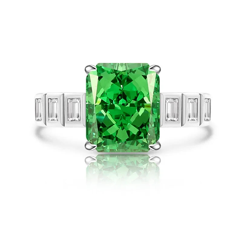 925 Sterling Silver Square Ice Flower Cut Ring Inlaid with High Carbon Diamonds Light Luxury Versatile Women's Ring