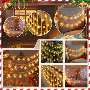 Christmas Lights LED String Lights Indoor Outdoor Star Snowflake Chain Lights Party Home Garden Christmas Decoration