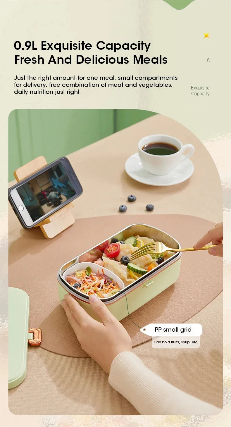 Electric Lunch Box Portable Food Warmer Water Free Bento Box Stainless Steel Food Warmer Office Food Lunch Box Electric Heater