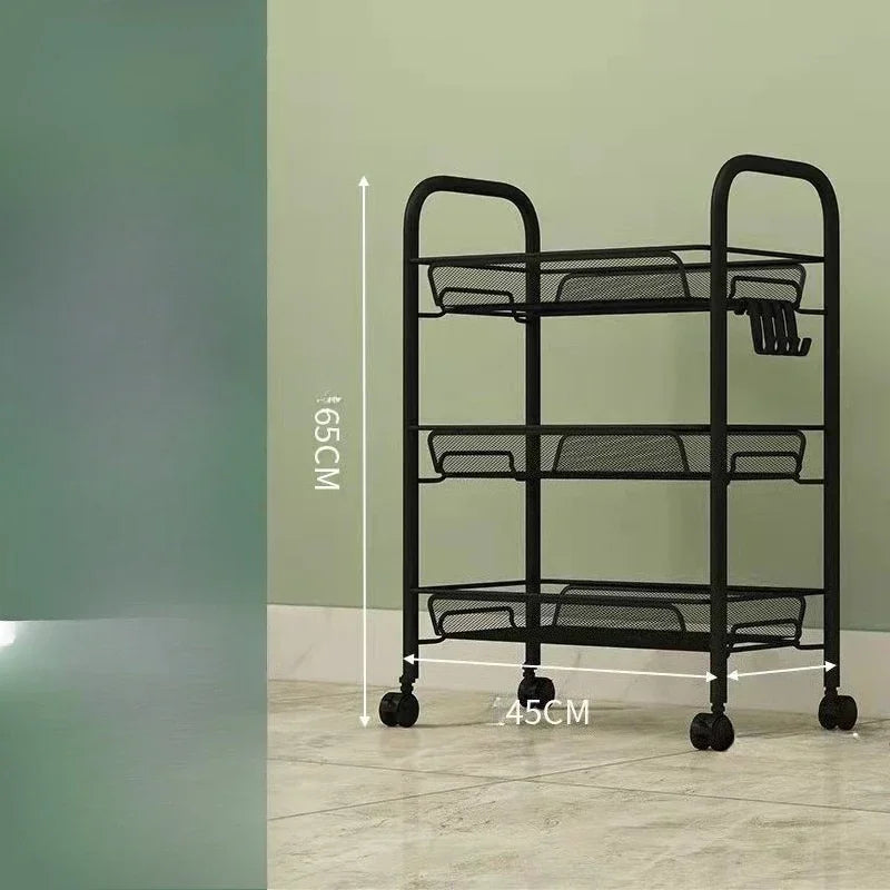 Kitchen Cart Organizer Rolling Trolley Storage Cart Portable Multifunctional Vegetable Fruit Basket Wheels Utility Furniture