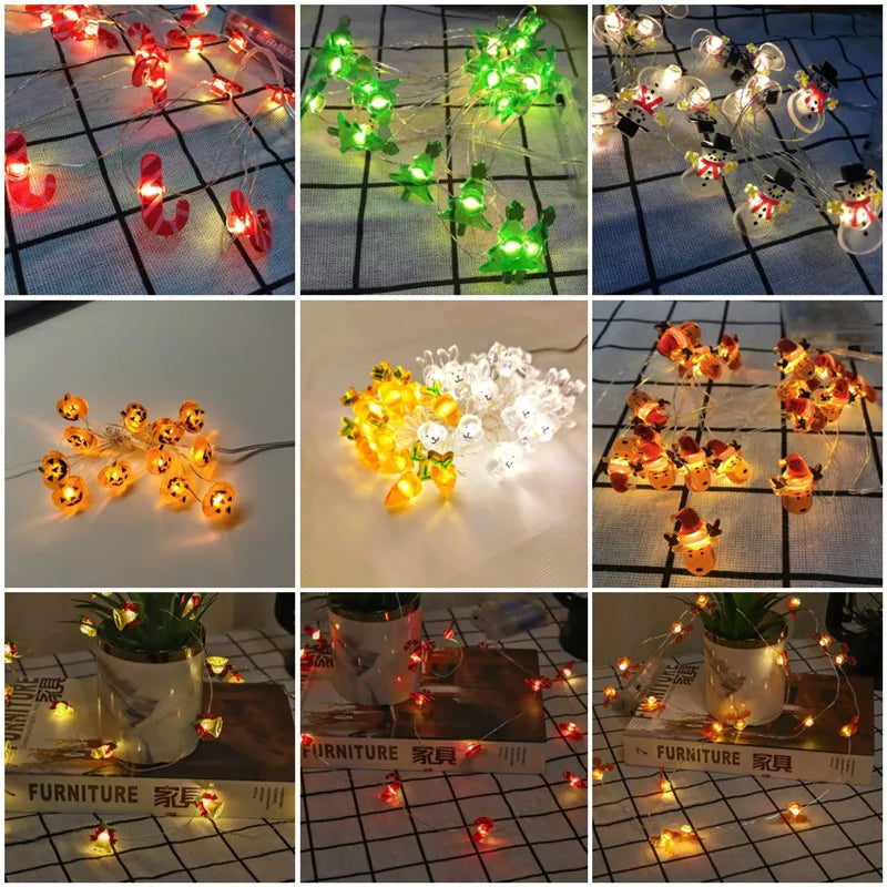 Christmas Decoration String Lights 2M 20 LED Fairy Garland Battery Powered Bedroom Living Room Garden Festive Light String