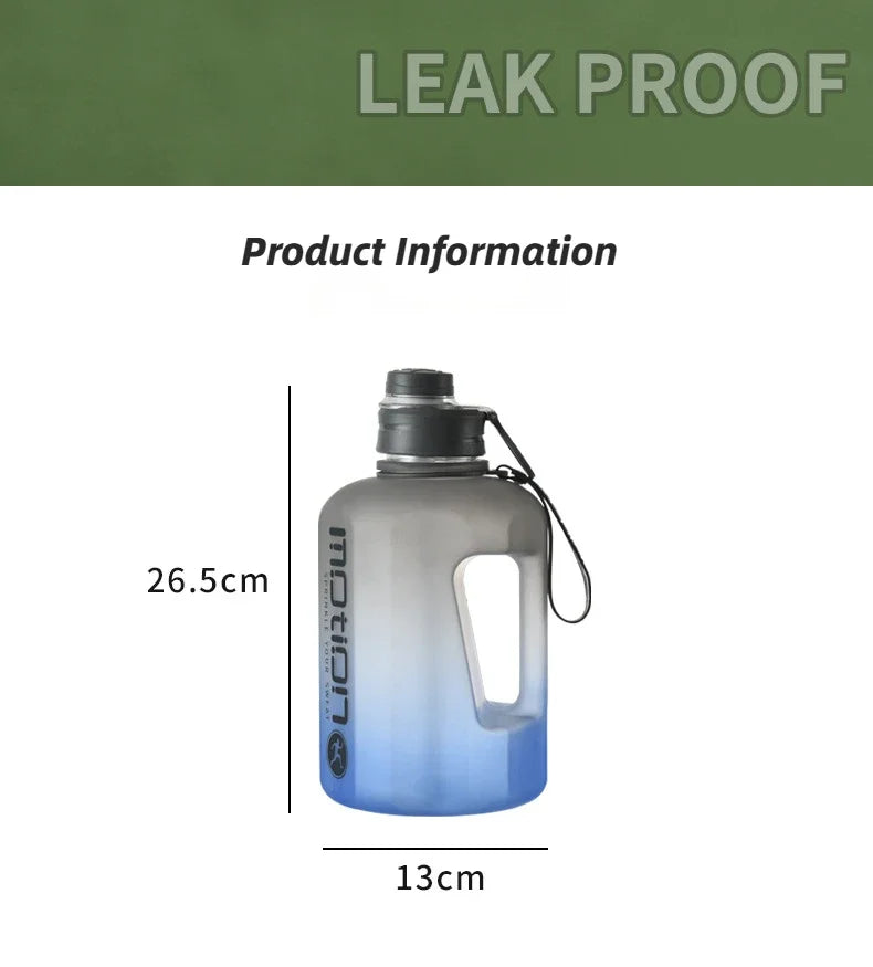 2 Liter Sports Water Bottle With Straw Large Capacity Fitness With Scale Gradient Kettle Outdoor Plastic Portable Water Bottle