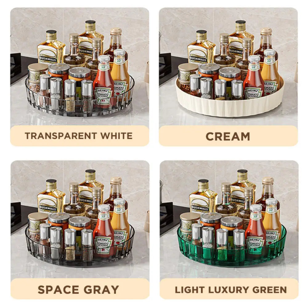 Rotating Tray Spice Rack Pantry Cabinet Turntable With Base Storage Bin Kitchen Organizer For Seasoning Cosmetic Storage Box