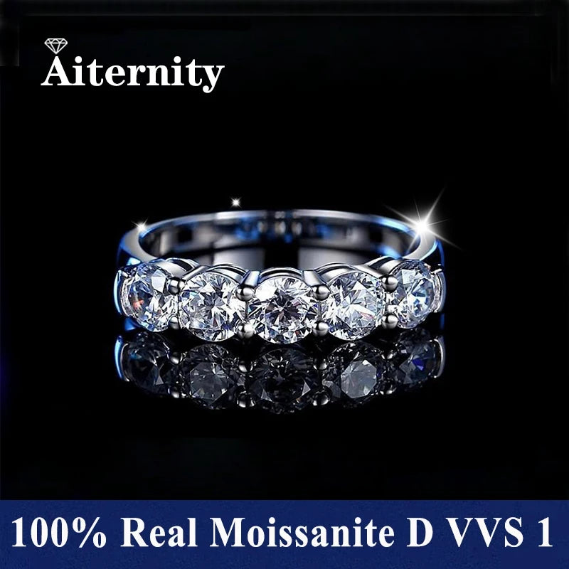 100% Pass Diamond tester Pen Moissanite Ring Matching Wedding Diamond Band for Women 925 Sterling Silver Female Single Tail Ring