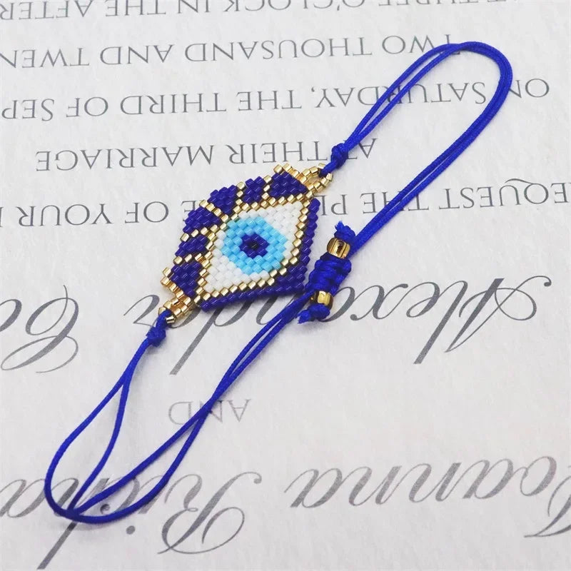 ALIYA Turkish Evil Eye Bracelet for Women Handmade Woven Colorful Miyuki Seed Beads Pulseras Lucky Greek Eye Bracelets Gift
