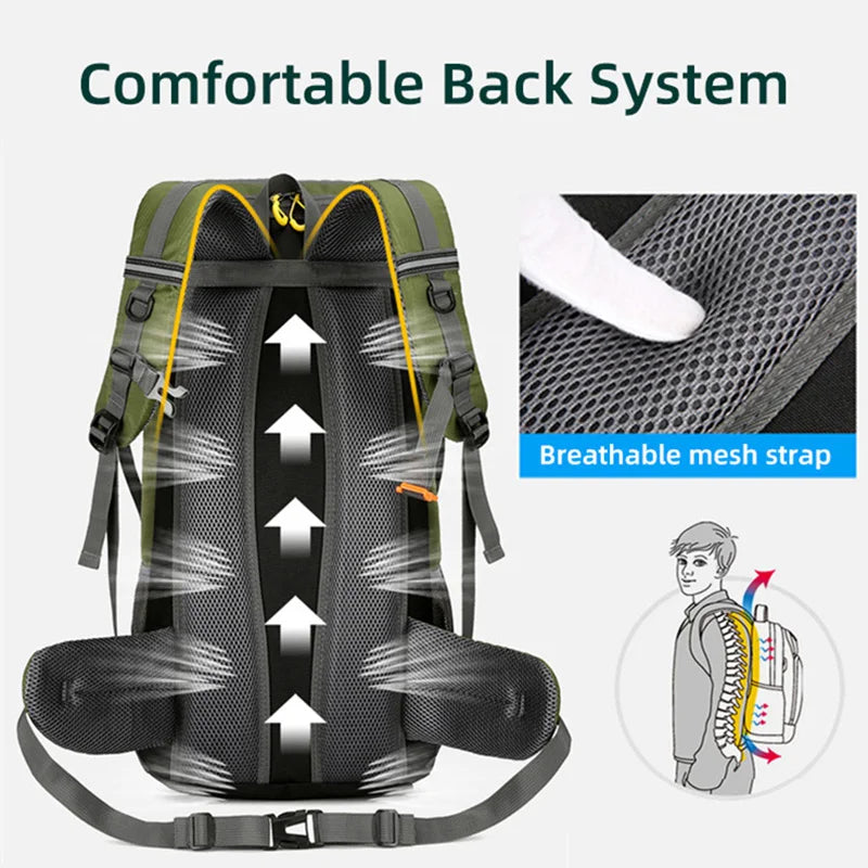 50L Waterproof Hiking Backpack with Shoe Pocket