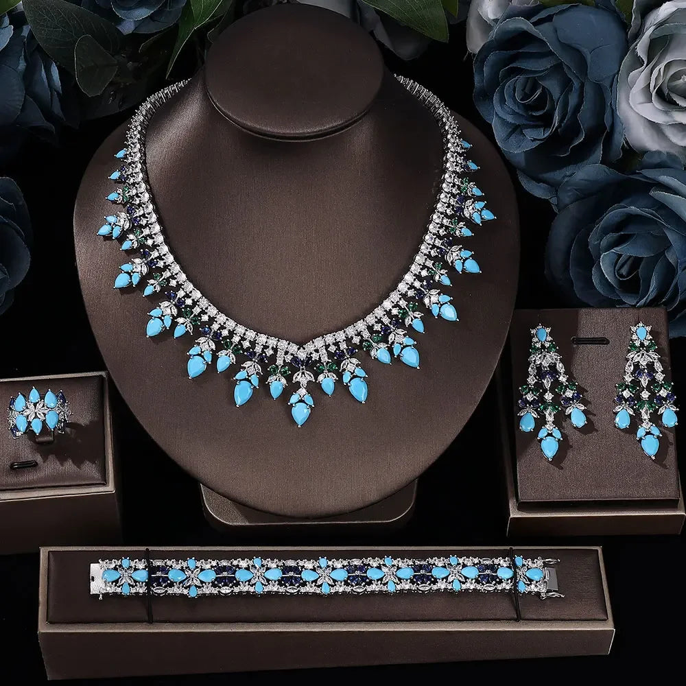 2023 Hot Selling Cubic Zirconia Bridal Wedding Jewelry Set Bridal 4-piece Set Women's Jewelry Set Jewelry Brand Reproduction