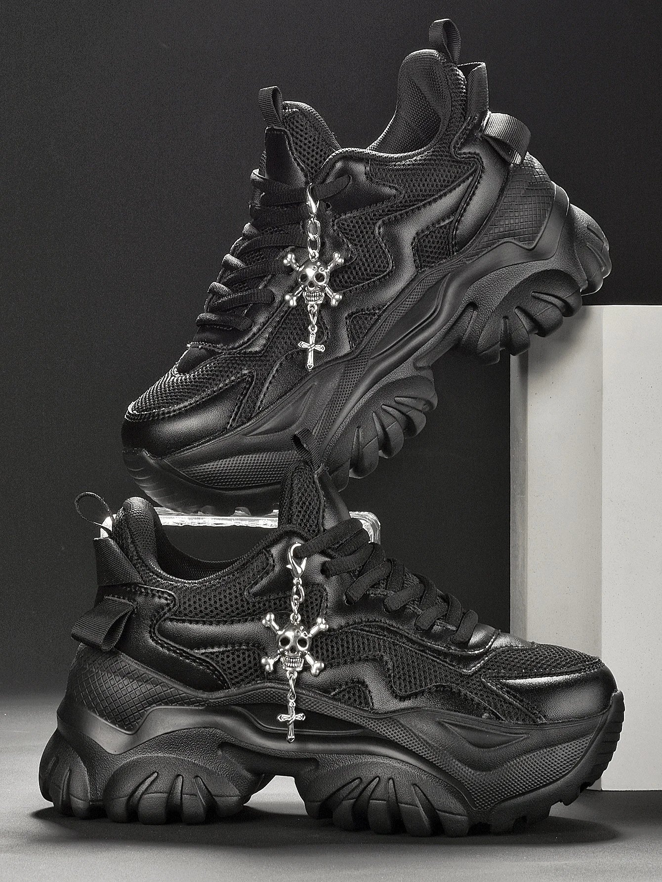 Women’s Punk Platform Sneakers Lace-Up High Heel Shoes