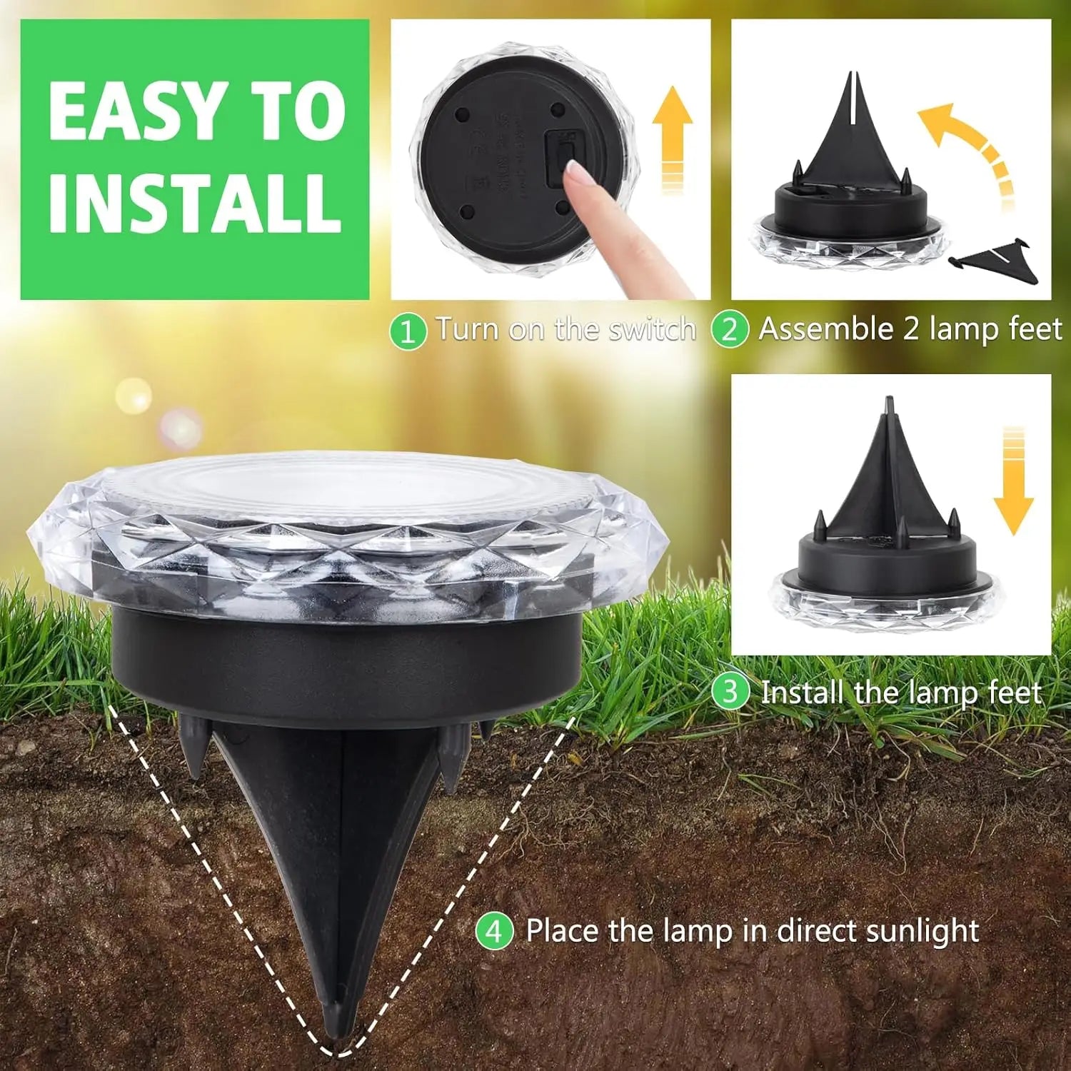 4/8PCS Solar Lawn Lights Outdoor 8 LED Solar Underground Lamp Waterproof Solar Buried Light for Garden Patio Pathway Landscape