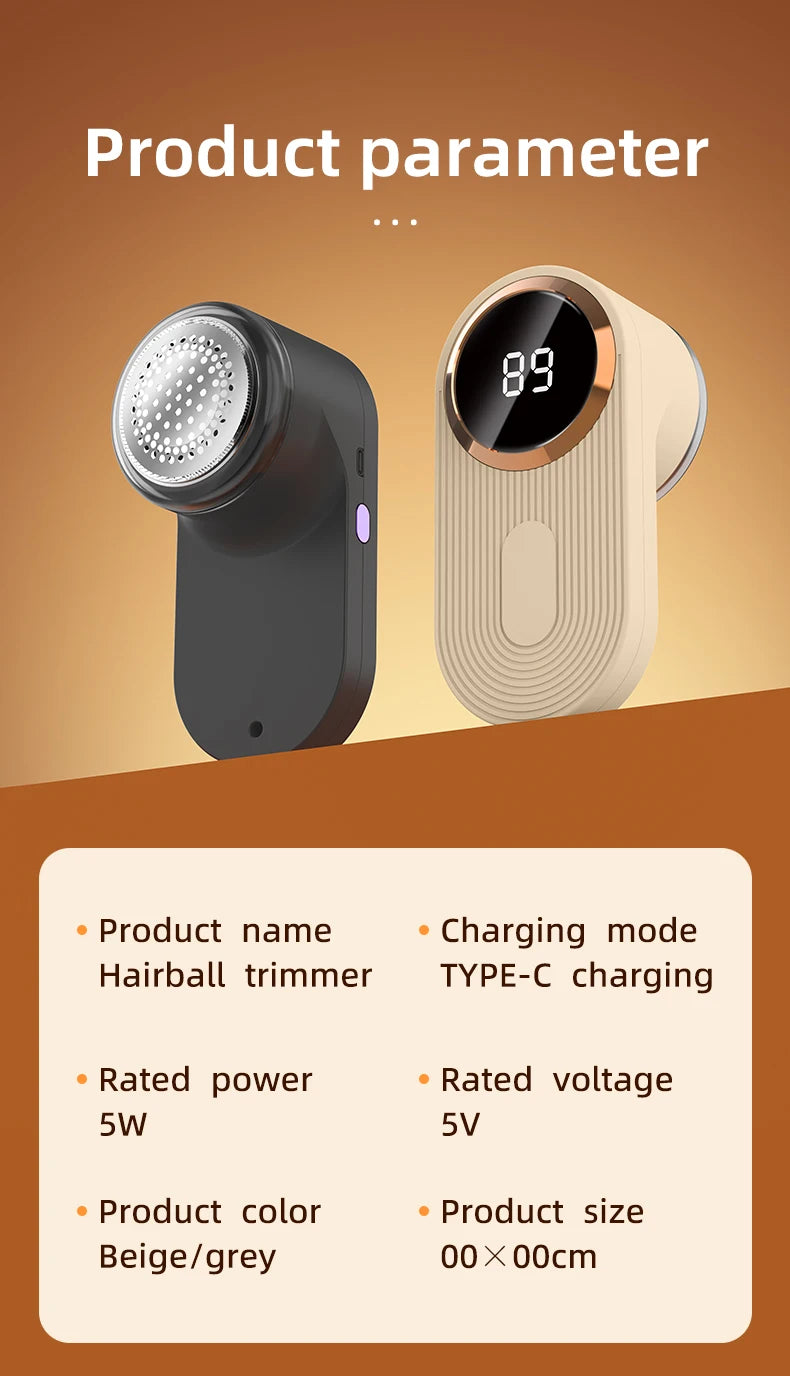 Portable Fabric Shaver LED Screen Electric Lint Remover for Clothes Sweater Fur Pill Shaver USB Rechargeable Handheld