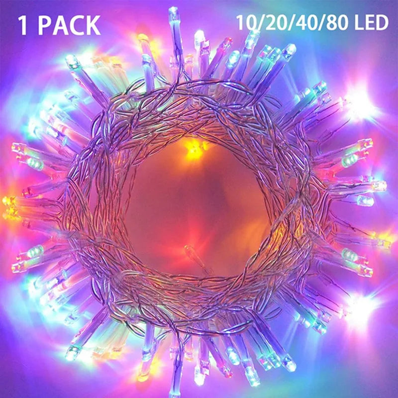 1Pack 10/20/40/80 Led Battery Powered String Lights Waterproof Fairy Lights For Bedroom Garden Party Christmas Tree Decorations