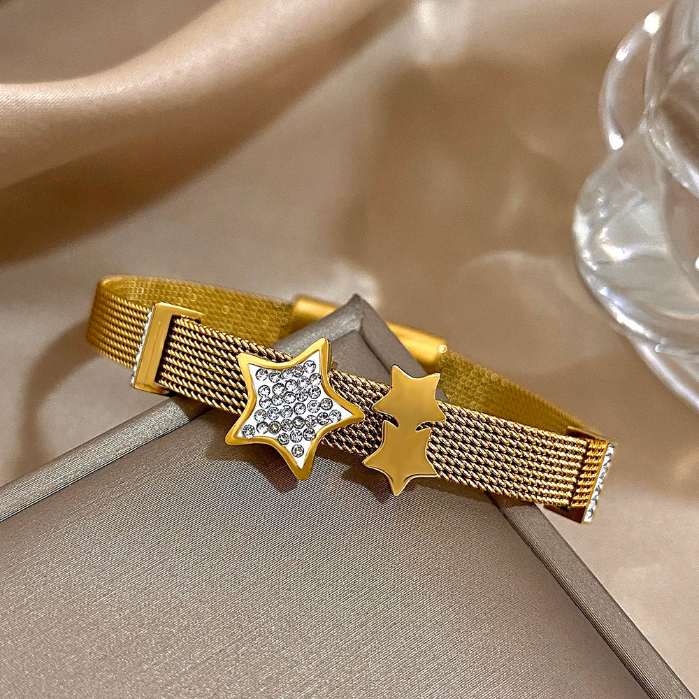 Greatera Round Eye Watch Bracelet Five-pointed Star Accessory Strap Design Stainless Steel Women's Bangle Gift Jewelry Trendy