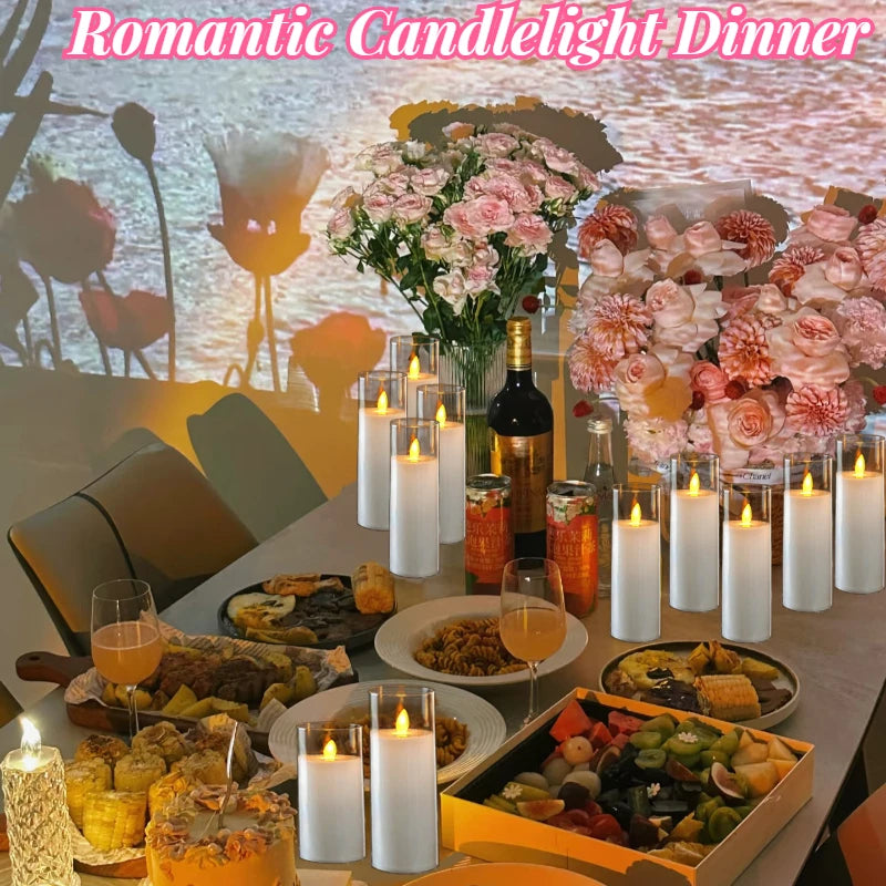 10-180PCS Wedding Led Candles Artificial Candles Led Flickering Flameless Candles with Batteries Operated Home Decor Acrylic Cup