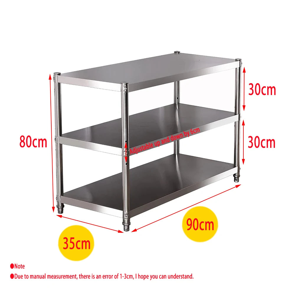 Stainless Steel Shelf, Kitchen Storage Rack, 3-Tier Shelving Units and Storage, Standing Shelving Work Table for Kitchen Garage